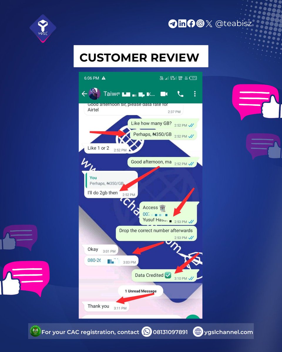 teabisz's tweet image. ✅ Send me a DM or ⤵️

✅ wa.me/2349014117426

Please, share!

God bless FRN! 🇳🇬

.
.

#Teabisz #DataBundle #BankApp #USSD #SME ##ConnectingPeople #Review