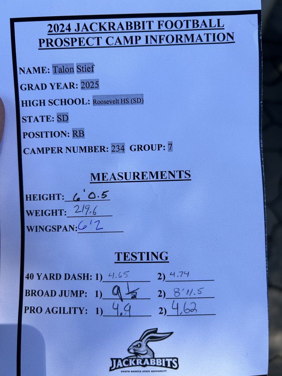 Thanks <a href="/GoJacksFB/">SDSU Football</a> for an amazing camp today!! Had a lot of fun and got to compete!! @SDSURogers3 <a href="/dfreund7/">Danny Freund</a>