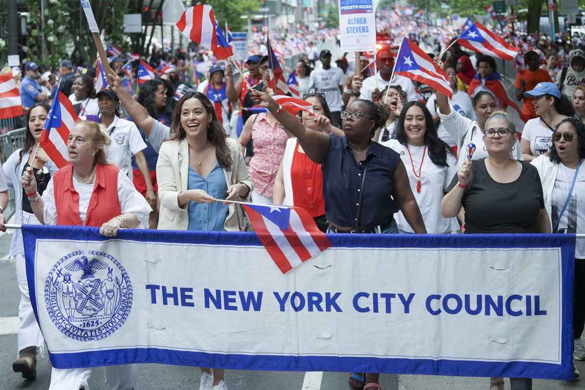 CMs <a href="/CMCarlinaRivera/">NYC Council Member Carlina Rivera</a>, <a href="/CMAlexaAviles/">Alexa Avilés</a>, <a href="/CMAmandaFarias/">Council Member Amanda Farías</a>, <a href="/NYCCouncilAyala/">NYC Council Deputy Speaker Diana Ayala</a>, <a href="/A_StevensD16/">NYC Council Member Althea Stevens</a>, <a href="/galeabrewer/">Gale A. Brewer</a> march in 2024 National Puerto Rican Day Parade.

flickr.com/gp/nyccouncil/…