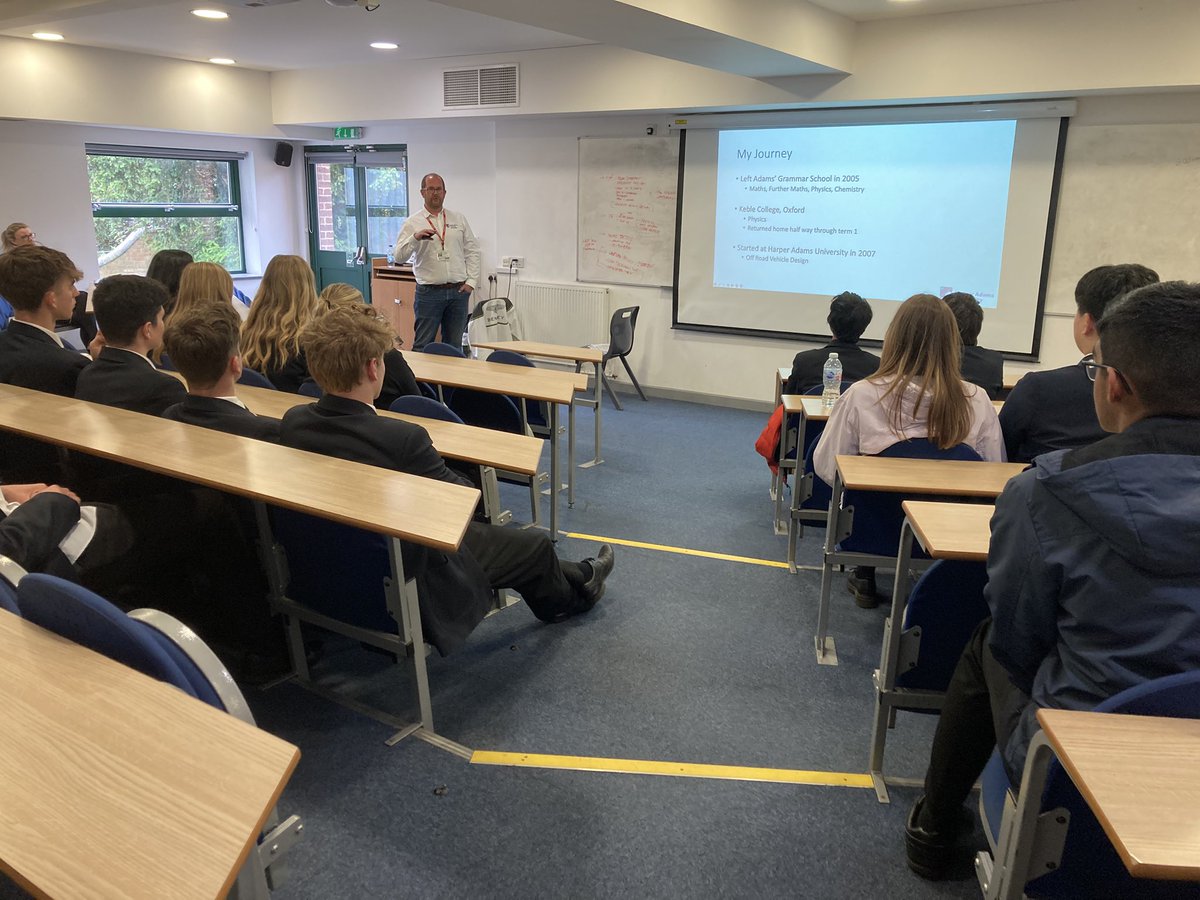 careers_ha's tweet photo. Great first day of Lower 6th Progression event. Many thanks to all of today’s speakers including #oldnovaportan @jrcroxford from @HarperAdamsUni who inspired our budding engineers with all the amazing places the profession can take them. https://t.co/wWQfG0rzHk