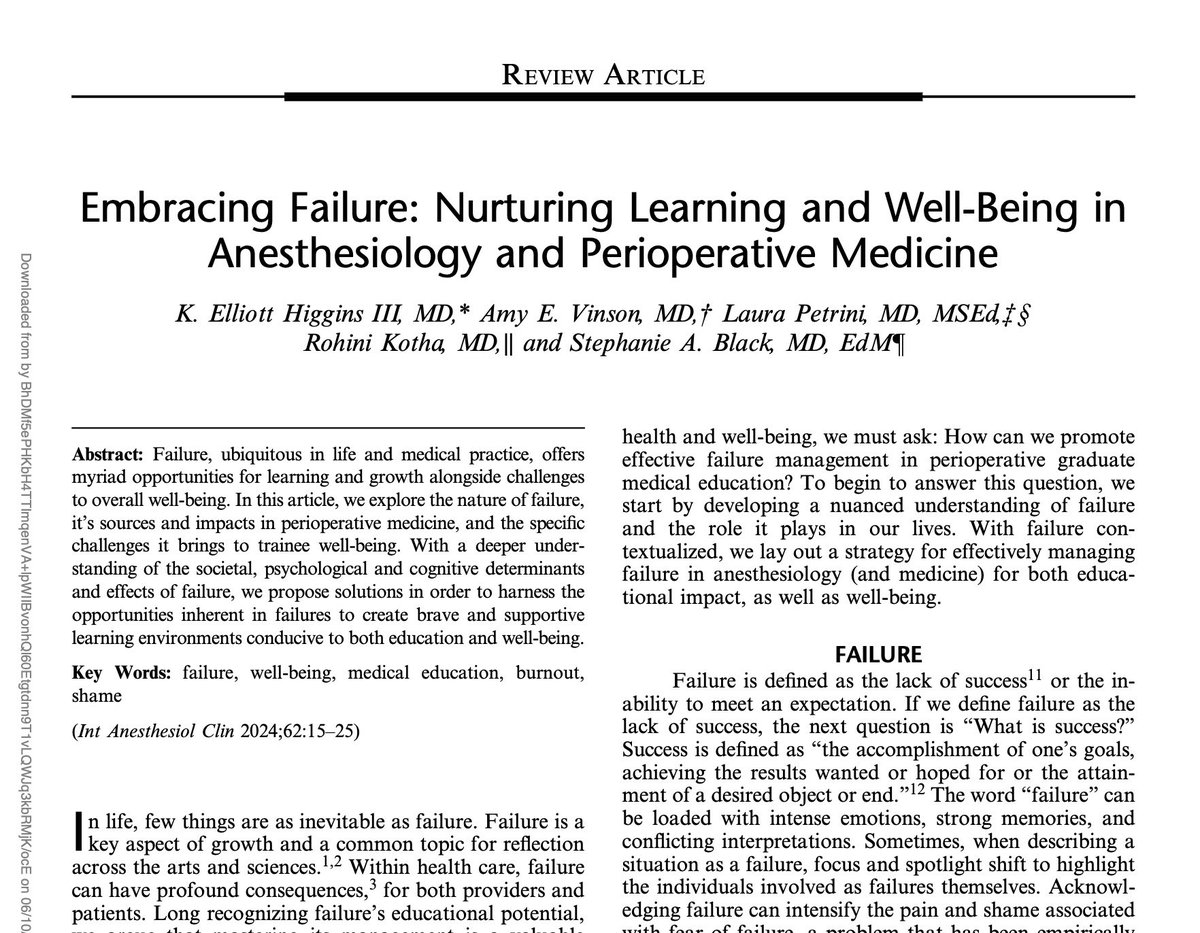 Elliott Higgins, MD 👨🎤 on Bluesky (@ehigginsmd) on Twitter photo A blast to work on this with a 🔥 team.
#Failure is ever-present in all our lives; & the role of failure in the trainee experience is critical. How we manage failure is all part of the work of cultivating cultures of #wellbeing!
Enjoy 🙏🏻
pubmed.ncbi.nlm.nih.gov/38785110/
<a href="/UCLAAnes/">UCLA Anesthesiology</a> A blast to work on this with a 🔥 team.
#Failure is ever-present in all our lives; & the role of failure in the trainee experience is critical. How we manage failure is all part of the work of cultivating cultures of #wellbeing!
Enjoy 🙏🏻
pubmed.ncbi.nlm.nih.gov/38785110/
<a href="/UCLAAnes/">UCLA Anesthesiology</a>