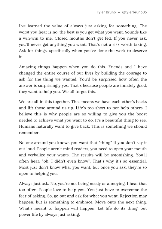 Closed mouths don't get fed. Always just ask