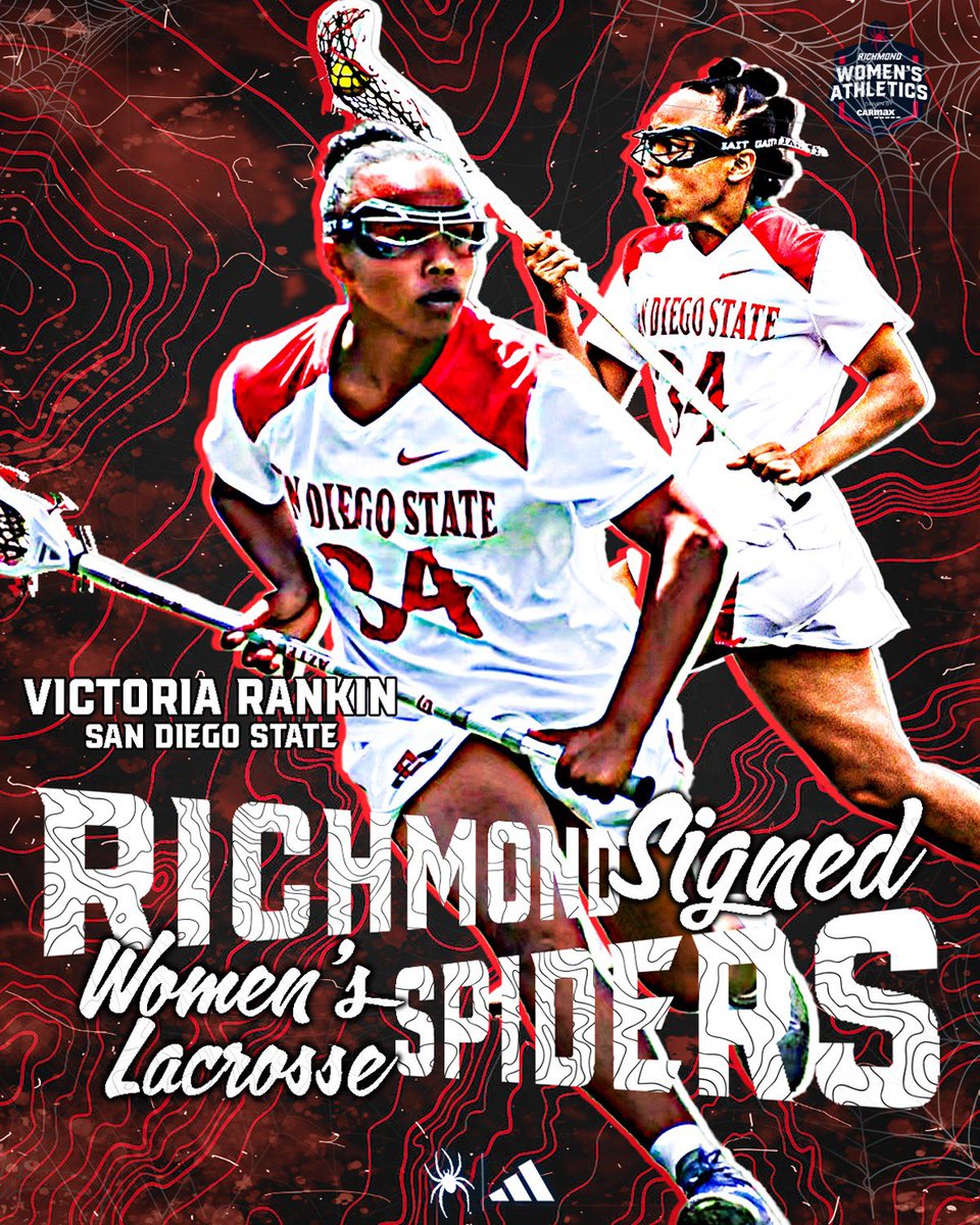 SpiderWLAX's tweet photo. 𝙒𝙀𝙇𝘾𝙊𝙈𝙀 𝙏𝙊 𝙏𝙃𝙀 𝙒𝙀𝘽, Victoria Rankin 🕸️🕷️

Help us welcome the junior transfer to Richmond! 

📸: SDSU Athletics

#OneRichmond #RollDers https://t.co/7QzlxrgOuG
