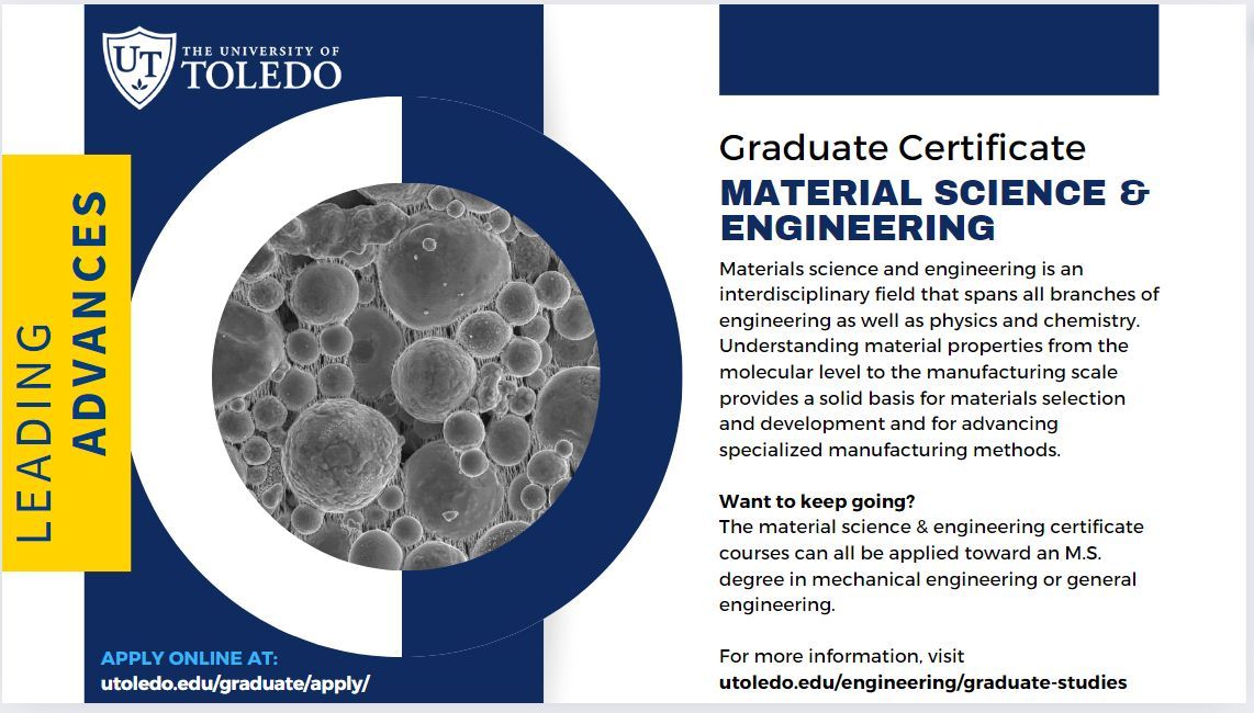 Lead advances with a certificate in Material Science and Engineering. 
Want to keep going? the material science and engineering certificate courses can all be applied toward an M.S. degree in mechanical or general engineering. 
buff.ly/4eejJpW