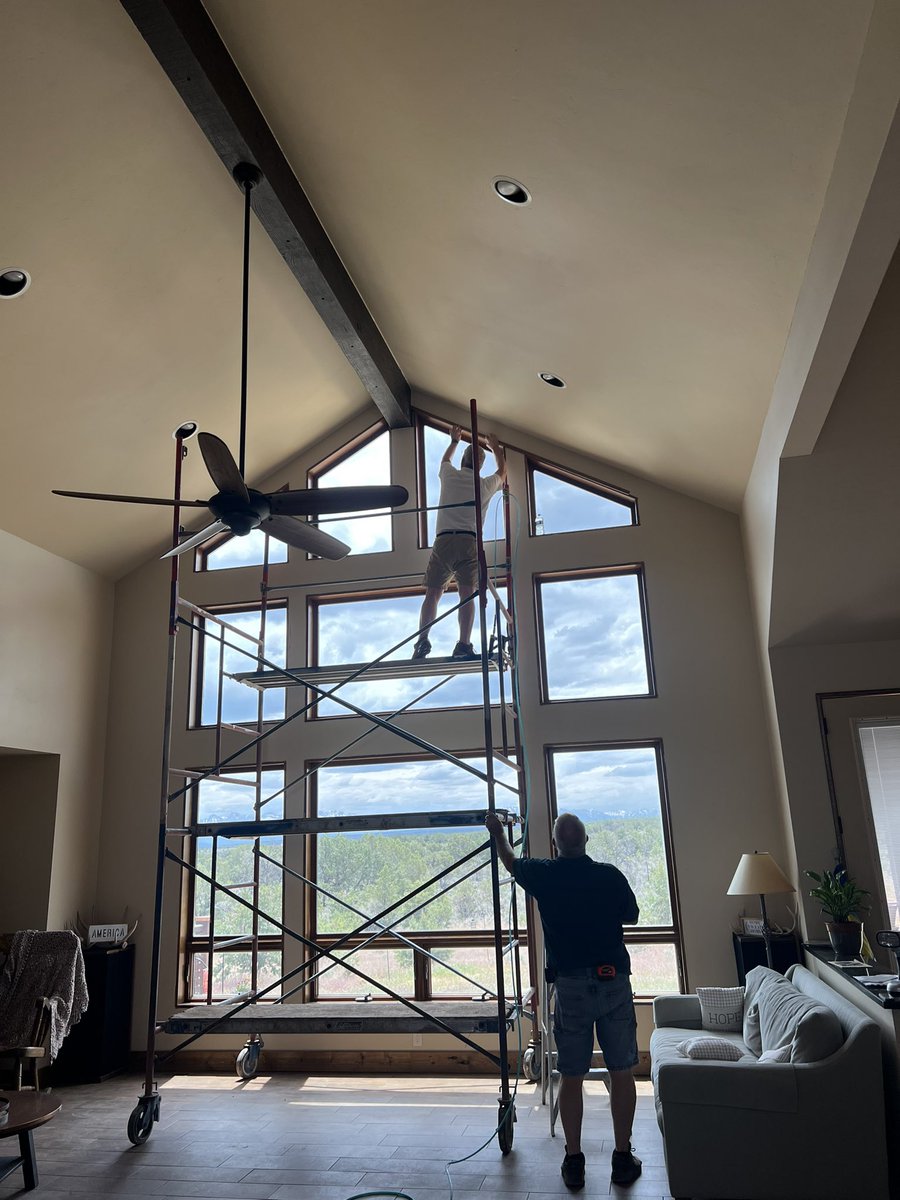 mePrattLady's tweet photo. Paul @katheyandpaul is helping out our friend in #montrosecolorado with some window trim!  He is in his element!!! ✔️ https://t.co/LpYq7xSbnR