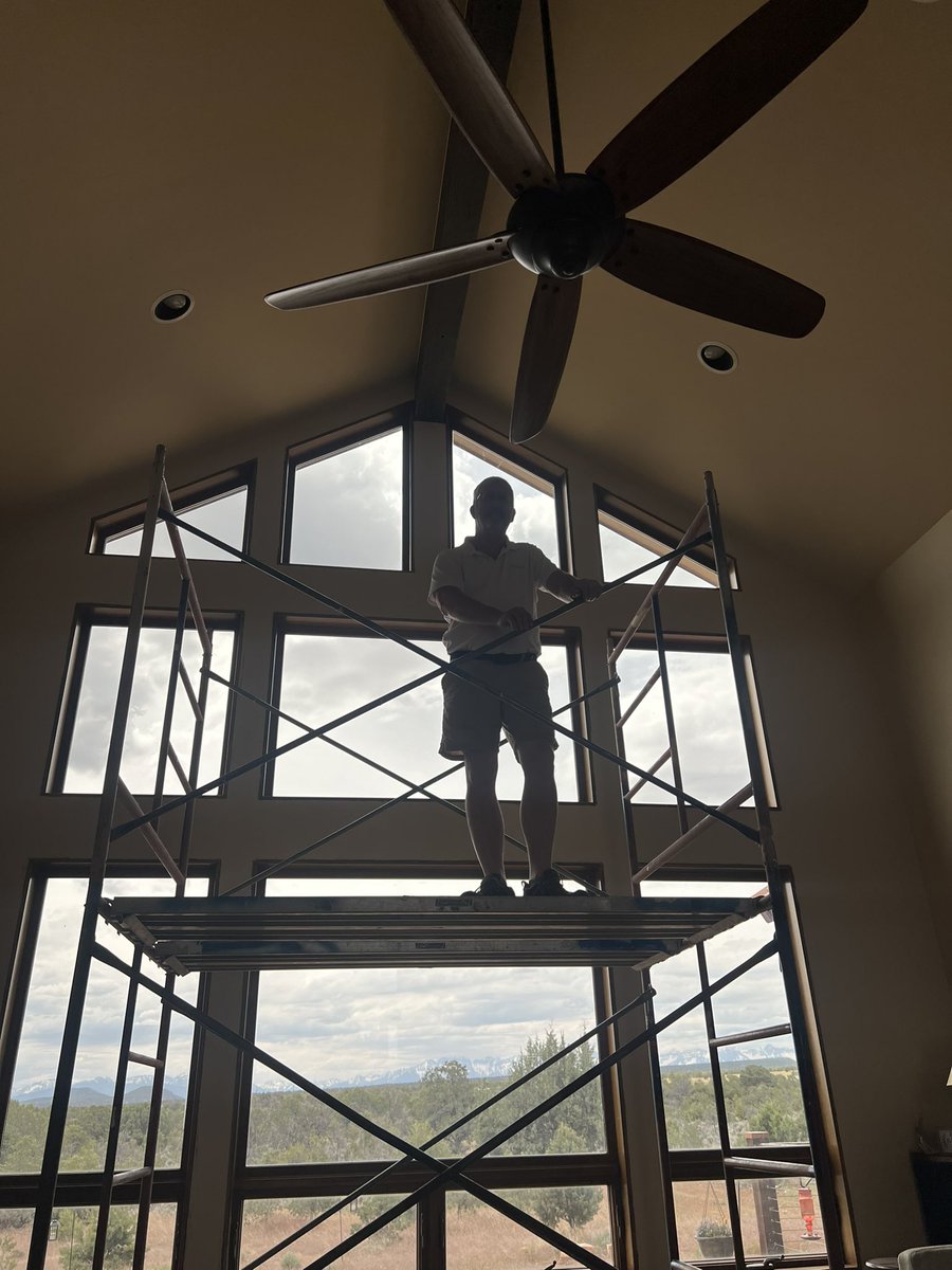 mePrattLady's tweet photo. Paul @katheyandpaul is helping out our friend in #montrosecolorado with some window trim!  He is in his element!!! ✔️ https://t.co/LpYq7xSbnR