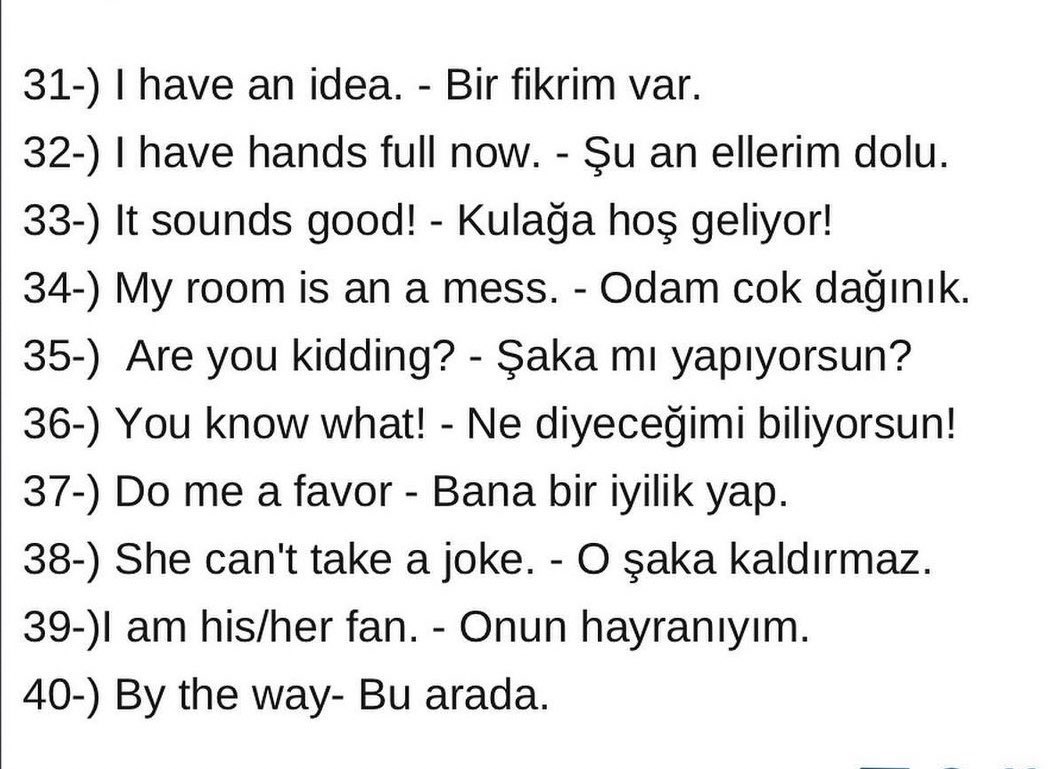 📌 İngilizce’deki mutlaka bilmeniz gereken 40 kalıp listeledik. Kaydedin lazım olur. ✅