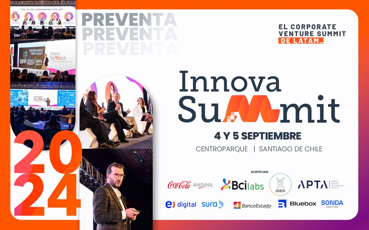 Asegura tu lugar en la nueva edición del Corporate Venture Summit de LATAM #InnovaSummit 🥳 

📆 4 y 5 de septiembre | Santiago de Chile

¡Aprovecha nuestros descuentos en preventa hasta el 6 de julio! 💻 innovasummit.com