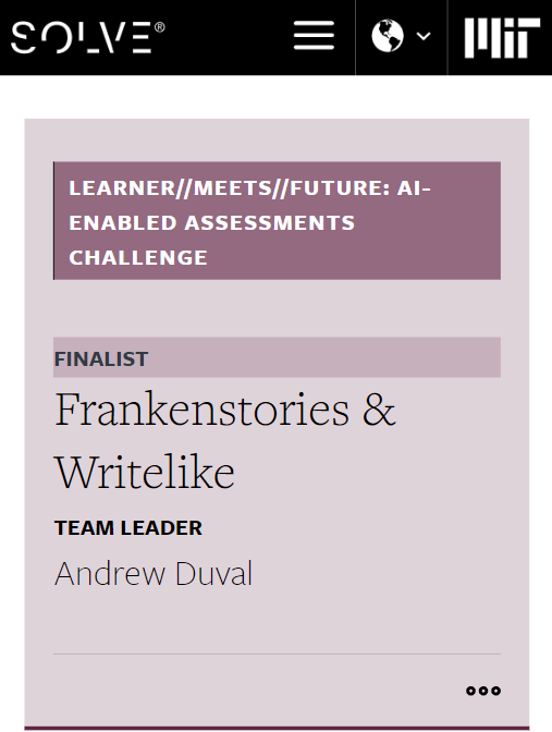 Excited to announce we're a finalist in <a href="/SolveMIT/">MITSolve</a>'s AI-Enabled Assessments Challenge 🎉
We want to use foundation LLMs to provide continuous formative feedback in short-form writing on #Writelike &amp; #Frankenstories, but it's still harder than it sounds: bit.ly/45kO1U3