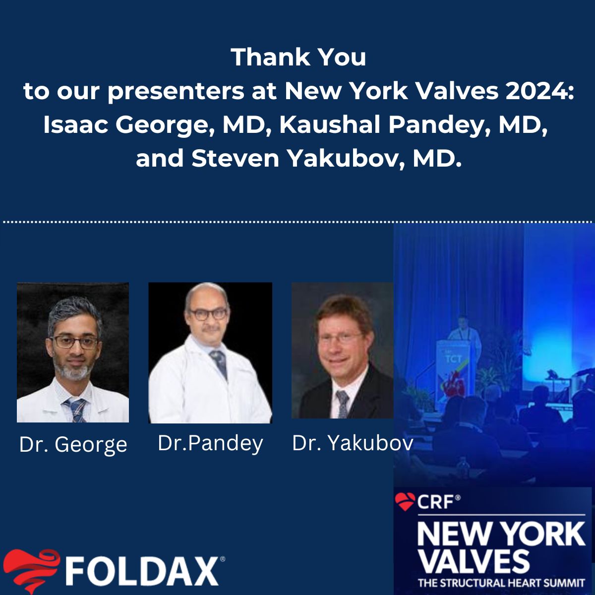 Foldax_Tria's tweet photo. A very special thank you to our presenters at New York Valves 2024. Foldax is grateful for your continued support in evaluating TRIA with LifePolymer and presenting data that supports further evaluation.
#NYValves2024 @crfheart #triaheartvalves #lifepolymer #medtech #foldax https://t.co/FONUOkoaOh
