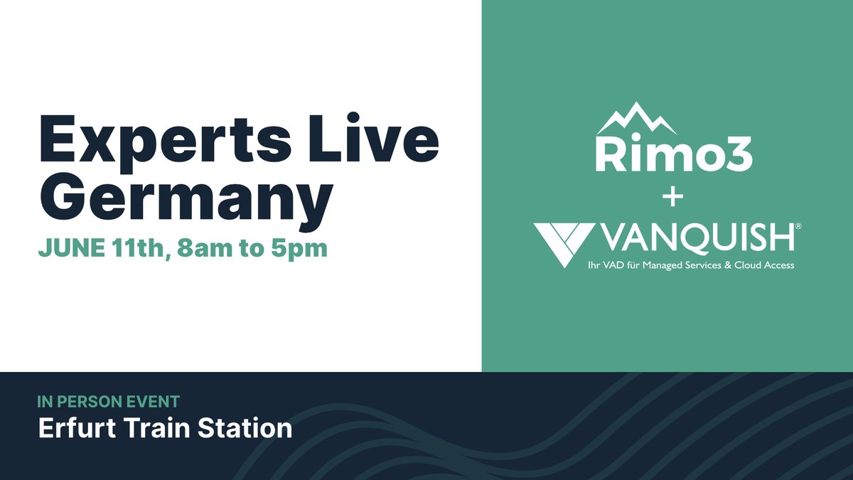 Rimo_3's tweet image. Experts Live Germany is tomorrow! This conference will be focused on Microsoft Cloud, Hybrid and On-Premises solutions.

Make sure stop by the Vanquish booth to see a Rimo3 demo.

We&apos;ll see you there!
expertslive.de

#VDI #Event #AutomateAllTheThings