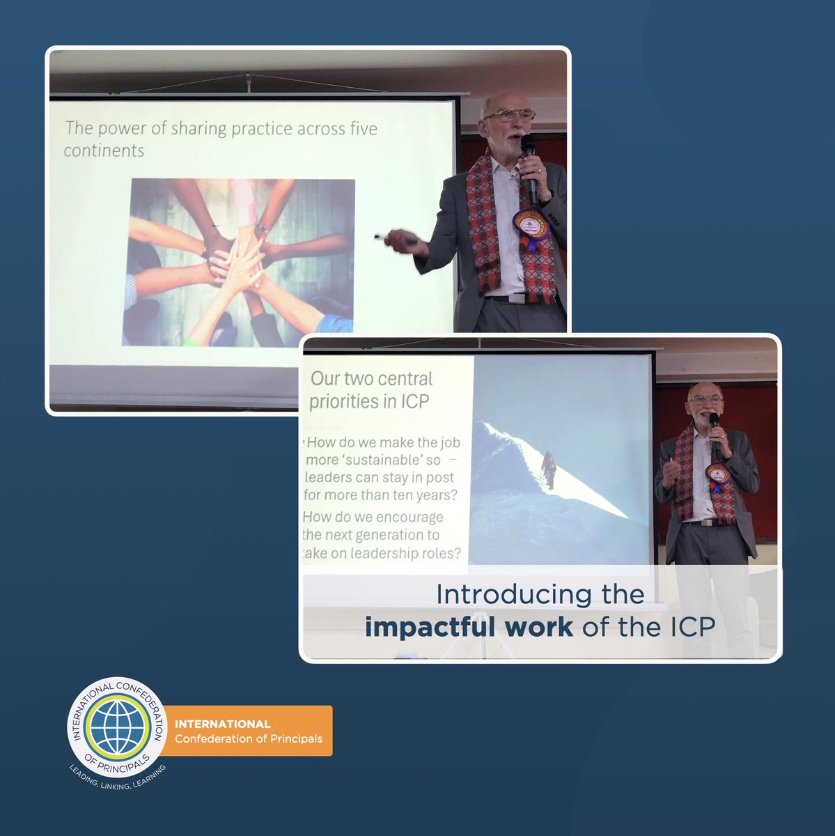ICPConnect's tweet image. Greetings from Kathmandu! 🇳🇵

ICP Past President Peter Kent is in Nepal, presenting to the Principals Association of Nepal (PAN) about the impactful work of ICP.

In the photo, Sudan Pd Guatam (right) and Peter Kent (left) are forging strong bonds.