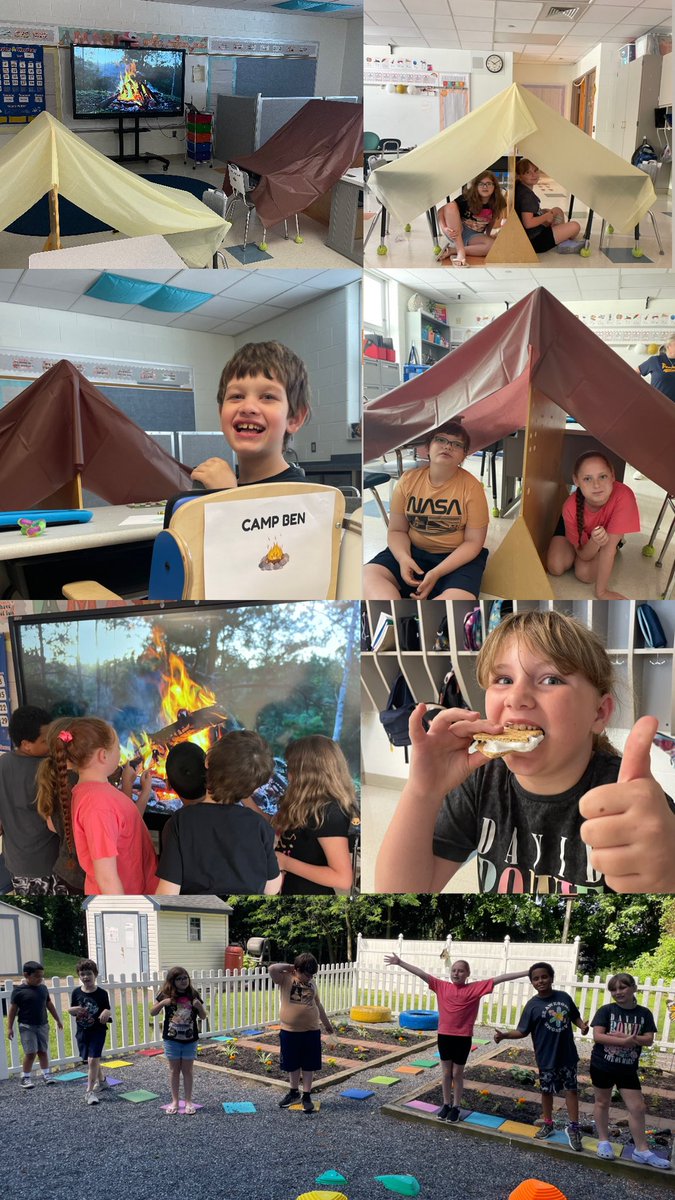 Welcome to #CampHarner! We’ve been doing a 10 day countdown with a new special activity each day. Today, we learned in tents, “roasted” marshmallows, wrote camping MadLibs, enjoyed s’mores, and explored nature in our new and improved outdoor classroom! 🔥⛺️🍫 #FUN #PennDelcoProud