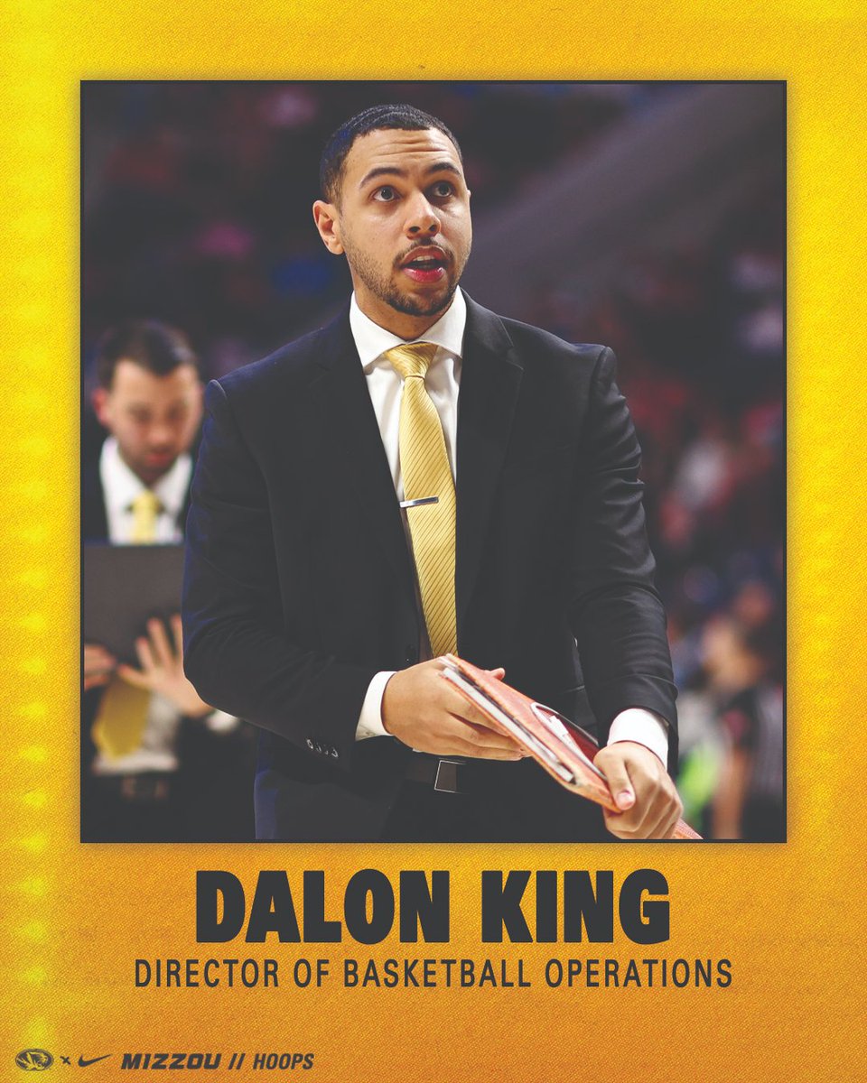 MizzouHoops's tweet photo. Staff updates
▪️ Third-year staff member Dalon King promoted to Director of Basketball Operations
▪️ Nick Korta joins Mizzou staff from Bowling Green as Assistant Director of Operations

#MIZ 🐯 https://t.co/4Umoy9D37t