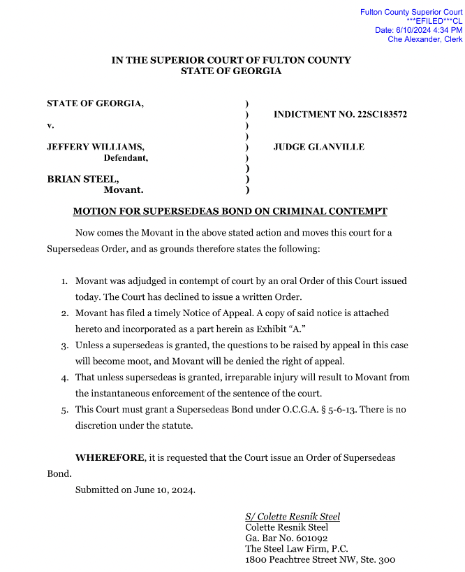 mymixtapez's tweet image. Young Thug's lawyer, Brian Steel, is being represented by his wife, Collette Steel.

She has filed a motion for bond.