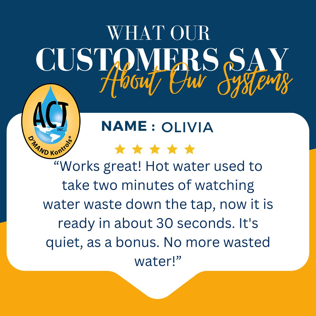 DMANDKontrols's tweet image. Love fast hot water? So do our customers! 
With ACT D'MAND Kontrols® Systems, you get a system that's built to last, easy to install, and user-friendly. Best of all, it saves water and energy! 
Learn more at gothotwater.com

#sustainability #greenbuilding #recirculation