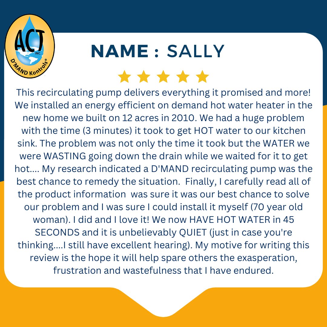DMANDKontrols's tweet image. Love fast hot water? So do our customers! 
With ACT D'MAND Kontrols® Systems, you get a system that's built to last, easy to install, and user-friendly. Best of all, it saves water and energy! 
Learn more at gothotwater.com

#sustainability #greenbuilding #recirculation