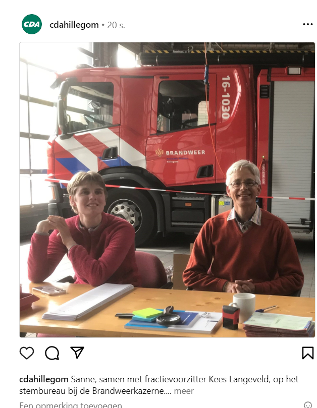 Sanne met fractievoorzitter Kees Langeveld op het stembureau bij de kazerne.
cda.nl/zuid-holland/h…