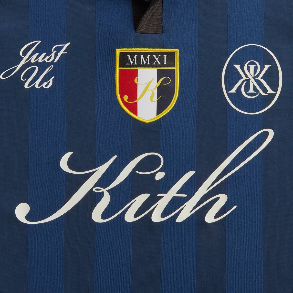 Kith dropped the new Shadow Stripe Marcel Soccer jersey in both “Rave” and “Gulf” this am for $135. Sold out in minutes 💨