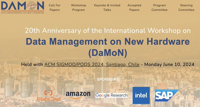 We are grateful to our industrial sponsors Alibaba, Amazon, Google, Intel, and SAP for supporting #DAMON2024 <a href="/DaMoN_workshop/">DaMoN Workshop</a>