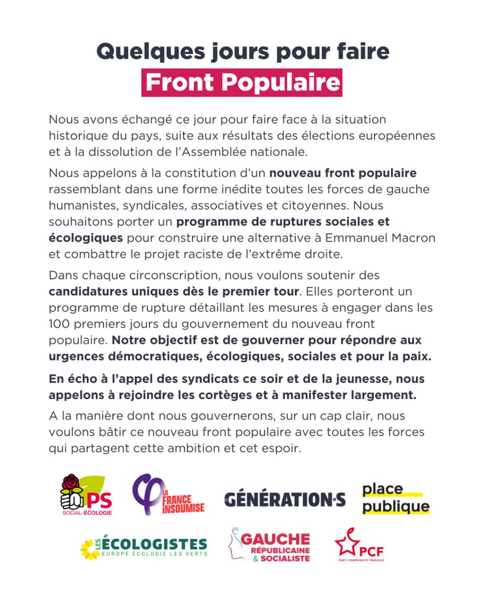 GenerationsMvt's tweet image. Quelques jours pour faire Front Populaire.

#FrontPopulaire