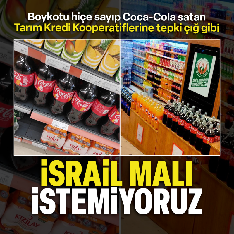 yenisafak's tweet photo. Boykotu hiçe sayıp Coca-Cola Company ürünleri satan Tarım Kredi Kooperatiflerine tepki çığ gibi:

▪"İsrail malı istemiyoruz!"