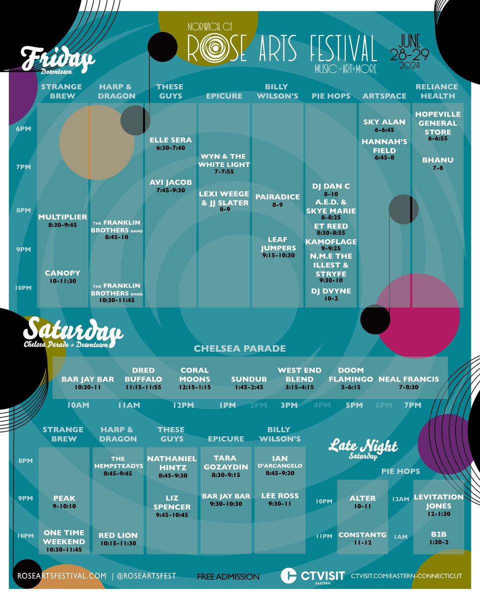 RoseArtsFest's tweet photo. Ready to jam!? Check out our lineup! From indie vibes to hip hop beats, we’ve got the beats you crave. Don’t miss the music madness June 28-29! 🌹🎶🤘 https://t.co/stpz5McqW3
