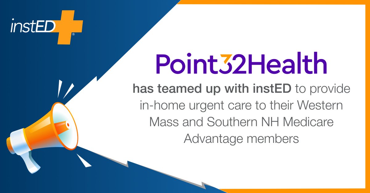 instEDLLC's tweet photo. instED in the news! Through instED’s partnership with Point32Health, in-home urgent care is now available to Harvard Pilgrim Stride members in Southern New Hampshire and Tufts Medicare Preferred members in Western MA. 
Read the press release here: https://t.co/gSMoYwRzev https://t.co/evRsjri6iN