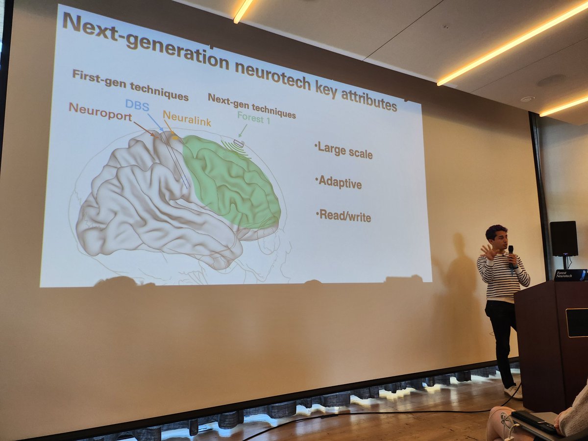 junaxup's tweet photo. .@SumnerLN taking us through a history of BCI and where he sees the future:
1) high quality, quantity, diversity of data
2) AI aided interpretability
3) applications beyond paralysis into mental health
@JoinEdgeCity LabWeek by @foresightinst @protocollabs https://t.co/DNqmp8Z00J