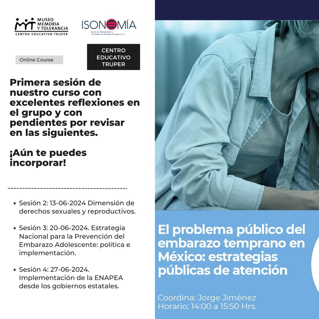IsonomiaD's tweet photo. Comenzó nuestro curso de junio!  #ddhh. ¡Inscríbete!  #EducaciónGratuita
📍 Jueves de junio
⏰ 14:00 hrs
📎Inscripción: https://t.co/E3ETsqlJQU
Entrada libre, se entrega constancia de participación, gracias por compartir.

@MuseoMyT https://t.co/qQAZNlmP16