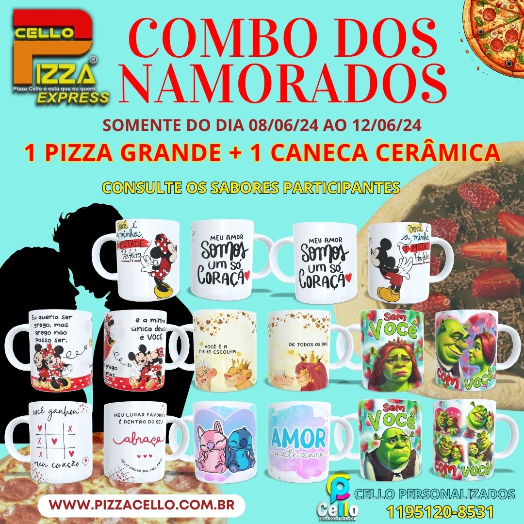 pizzacello's tweet photo. 📷📷Combo dos Namorados📷📷

1 Pizza Grande + 1 Caneca de Cerâmica
por apenas R$55,00! 📷
Consulte os Sabores Disponiveis.

Pizza Cello
Peça já pelo WhatsApp:
📷 11 95842-7785
site: 📷 https://t.co/ZpzvUz6ECO
Tel: 5842-7785 / 95842-7785

#PizzaCello #namorados #Promoção https://t.co/V3nKQyNwTY