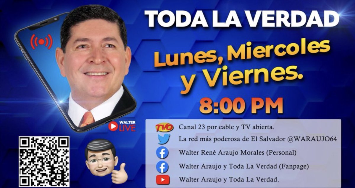 HOY a las 8:00 P.M.

T O D A   L A   V E R D A D

En VIVO con <a href="/waraujo64/">Walter Araujo y Toda la Verdad</a>