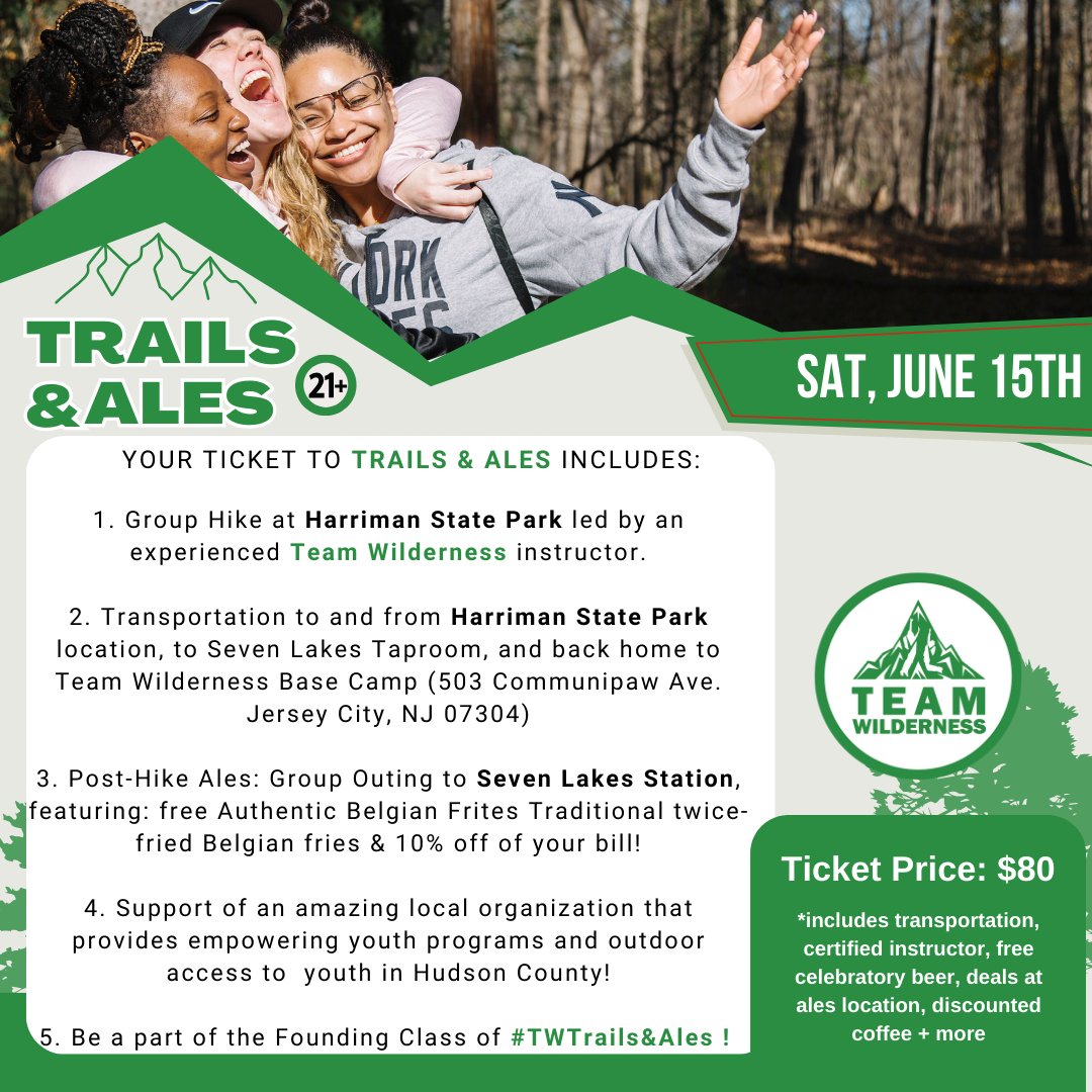 ⁠ + Free celebratory beer, courtesy of NJBeerCo
 +20% off of coffee at The Grind Coffee Shop

Be a part of the Founding Class of #TWTrails&amp;Ales today! Link in bio to learn more and purchase your ticket! ⁠
⁠
#hudsoncounty #trails #ales #jerseycity #hoboken #nature #outdoors