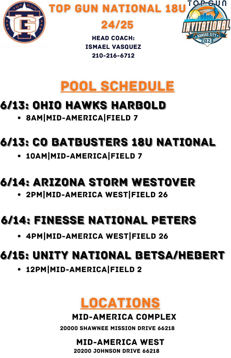 Top Gun - 25/26 National (@tganational2526) on Twitter photo You can catch us this weekend at the <a href="/TopGunEvents/">Top Gun Events</a> Invitational “Maverick” division! <a href="/TGA_Turner/">Top Gun National 18U</a> <a href="/ExtraInningSB/">EXTRA INNING SOFTBALL</a> <a href="/SoftbalAmerica/">Softball America</a> <a href="/topgunfastpitch/">Top Gun Fastpitch</a> #TGF You can catch us this weekend at the <a href="/TopGunEvents/">Top Gun Events</a> Invitational “Maverick” division! <a href="/TGA_Turner/">Top Gun National 18U</a> <a href="/ExtraInningSB/">EXTRA INNING SOFTBALL</a> <a href="/SoftbalAmerica/">Softball America</a> <a href="/topgunfastpitch/">Top Gun Fastpitch</a> #TGF