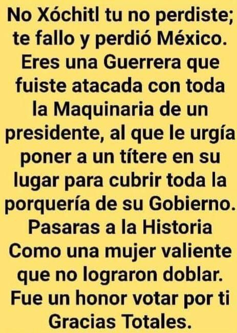 juditheleana's tweet image. Para @XochitlGalvez  te conoci siendo una Guerrera sin miedo y con todos los #Ovarios bien puestos millones votamos x ti en algún momento se sabrá las razones de tu actitud reciente yo al igual que tu sabemos que aquí  paso algo te recuerdo #PorUnMexicoDinMiedo tus palabras....🇮🇹
