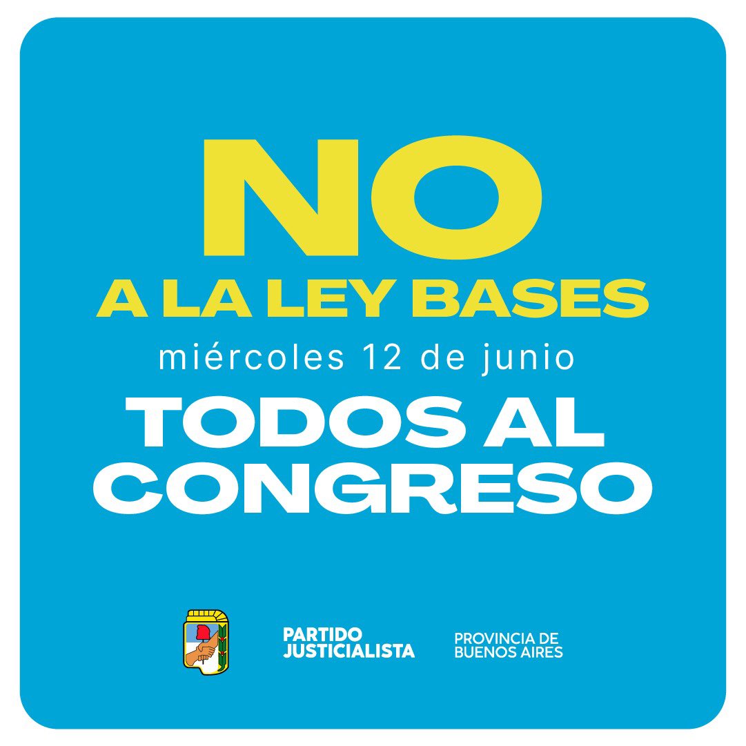 BonaerensePJ's tweet photo. — • Este miércoles todos al Congreso.

 #NoALaLeyBases https://t.co/0ul9kl5NNn