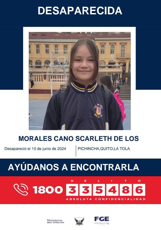 Nena593's tweet photo. Por favor si pueden compartir, es la hija de un amigo, fue vista por última vez en el sector La Tola a la salida del colegio Don Bosco @IsmaelUlloaEc @fabriciovelav @PattoMAZEL @alexismoncayo @AlmaMiaEcu @mauroandinoe @mariajosetorr53 https://t.co/xKS0Ti9Kfg