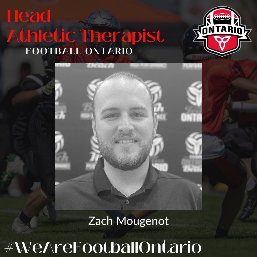 We are excited to announce Zach Mougenot as our new Head Athletic Therapist! 

We would like to thank Jillian Neufeld for all of her dedication and hard-work during her time in the role!

More: footballontario.net/2024/06/10/foo…

#WeAreFootballOntario