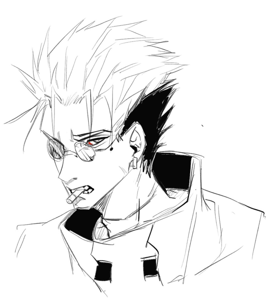 TIGERIED's tweet image. #Trigun 用硬一点的笔刷重新画了一下他们三个。