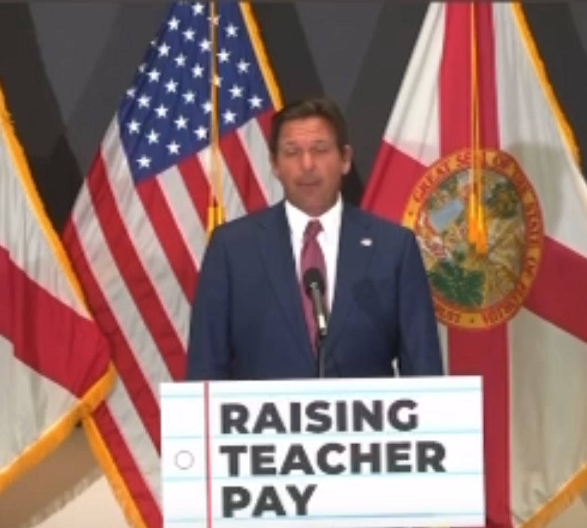 While I am amused that I live rent free in his mind (he talked about me today 😂), wouldn’t you agree that he’s a miserable governor if he thinks a 2% increase is an adequate pay raise when Florida is ranked 50th? He probably banned himself from reading math books. #PayUp #IJS