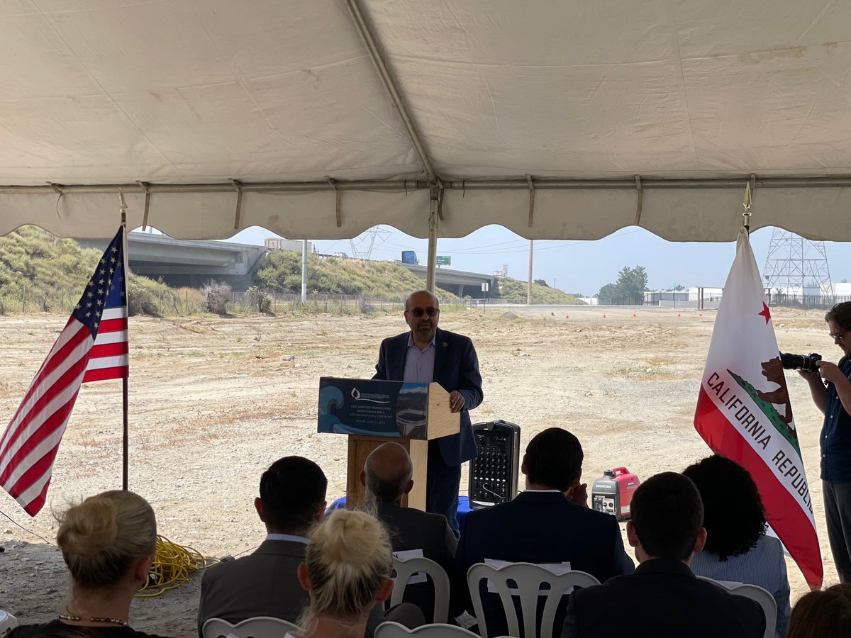 mwdh2o's tweet photo. GM @adelh2o participated recently in @ieuawater's exploratory boring and monitoring wells groundbreaking ceremony. These new wells, as part of the Chino Basin Program, will provide data to advance efforts to produce and store more purified recycled water. #CAWater https://t.co/QZqJ2h33Lf