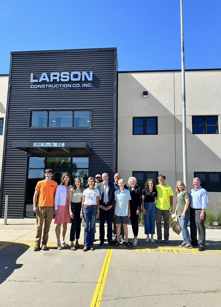 IAGovernor's tweet image. Family businesses like Larson Construction in Buchanan County are investing, growing in Iowa. 

It’s amazing what common-sense policies can do!