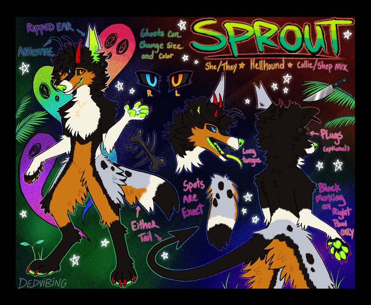 1LovelyMutt's tweet photo. I’m Bailey/Sprout! 🌱✨
She/they non binary dog girl 🐕🏳️‍🌈

I do art and fursuiting! 

✨Fursuits and their makers✨

🌱Sprout: @NOTCOOLKlTTY 
🐕Cali: @candyciqarettes 
🔪Angel: @TheWereRen https://t.co/7D6IBxVnOb