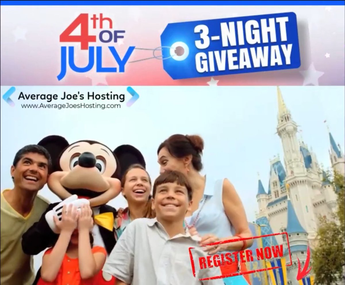 Celebrate Independence Day with a Free 3-Night Vacation in Orlando!

Celebrate Independence Day with a Free 3-Night Vacation in Orlando!

averagejoeshosting.com/celebrate-inde…

#AverageJoesHosting #webhosting #hosting #domains #SoEasyGrandmaCan