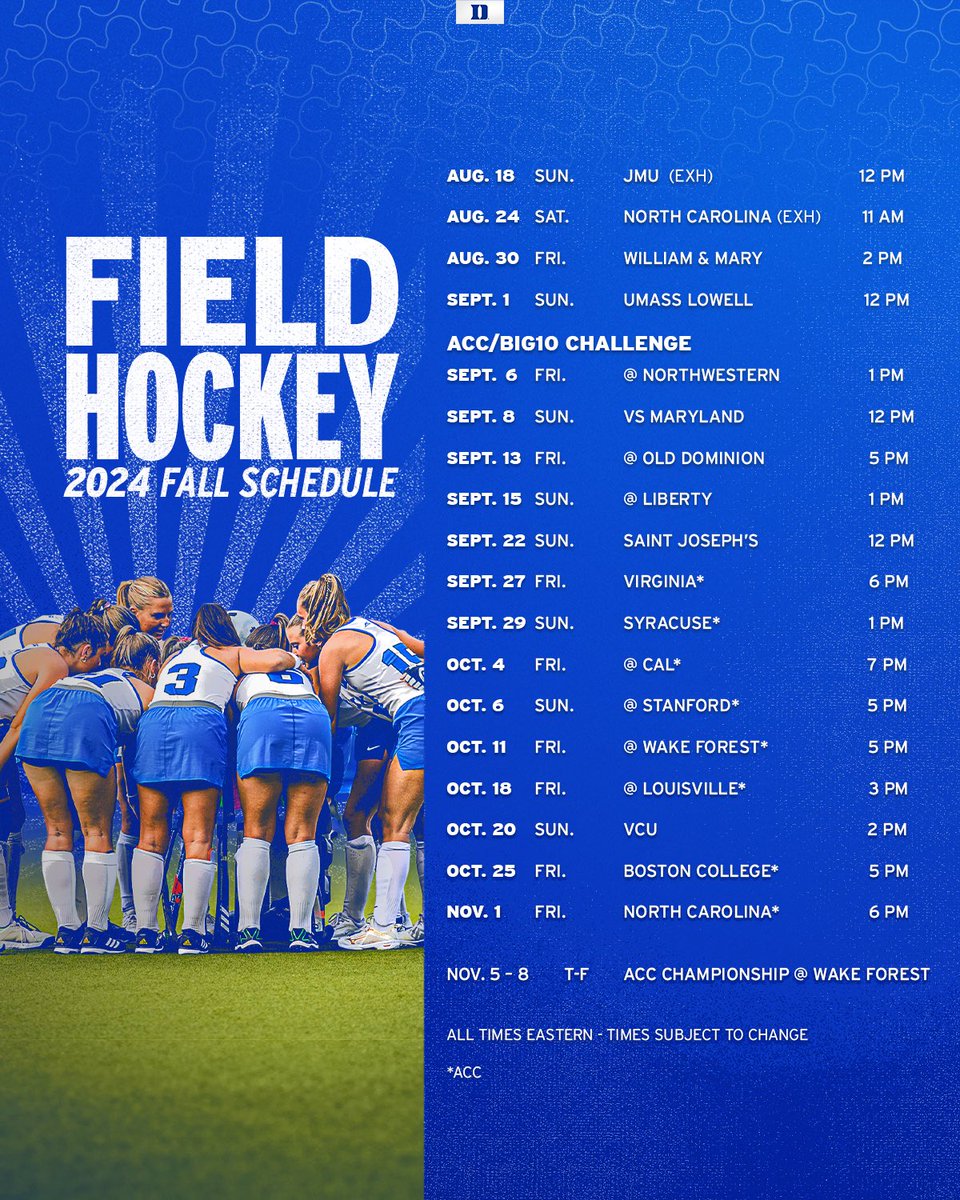DukeFH's tweet photo. The moment you’ve all been waiting for… Our fall schedule is HERE! 

Details: https://t.co/EAnwZcHmGA

#DukeTrue https://t.co/E1TGZoJO1G