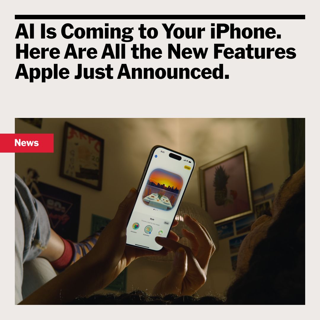 Apple just announced a bunch of new features coming to iOS 18—including AI tools like generative emoji, photo-editing features, and a ChatGPT integration. Read about all the changes that are coming this fall: nyti.ms/3Rn0H7f