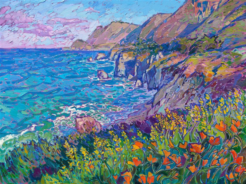 ErinHansonArt's tweet photo. Highway 1 has been an endless source of inspiration for me. I love painting swirling waves of white sea foam against aquamarine water. 

"Coastal Poppies V "
Original Oil Painting by Erin Hanson
2024
30 x 40 in
https://t.co/nzxS7rkSLE

#ErinHanson #originalart #openimpressionism https://t.co/aMtD4rxX0Q