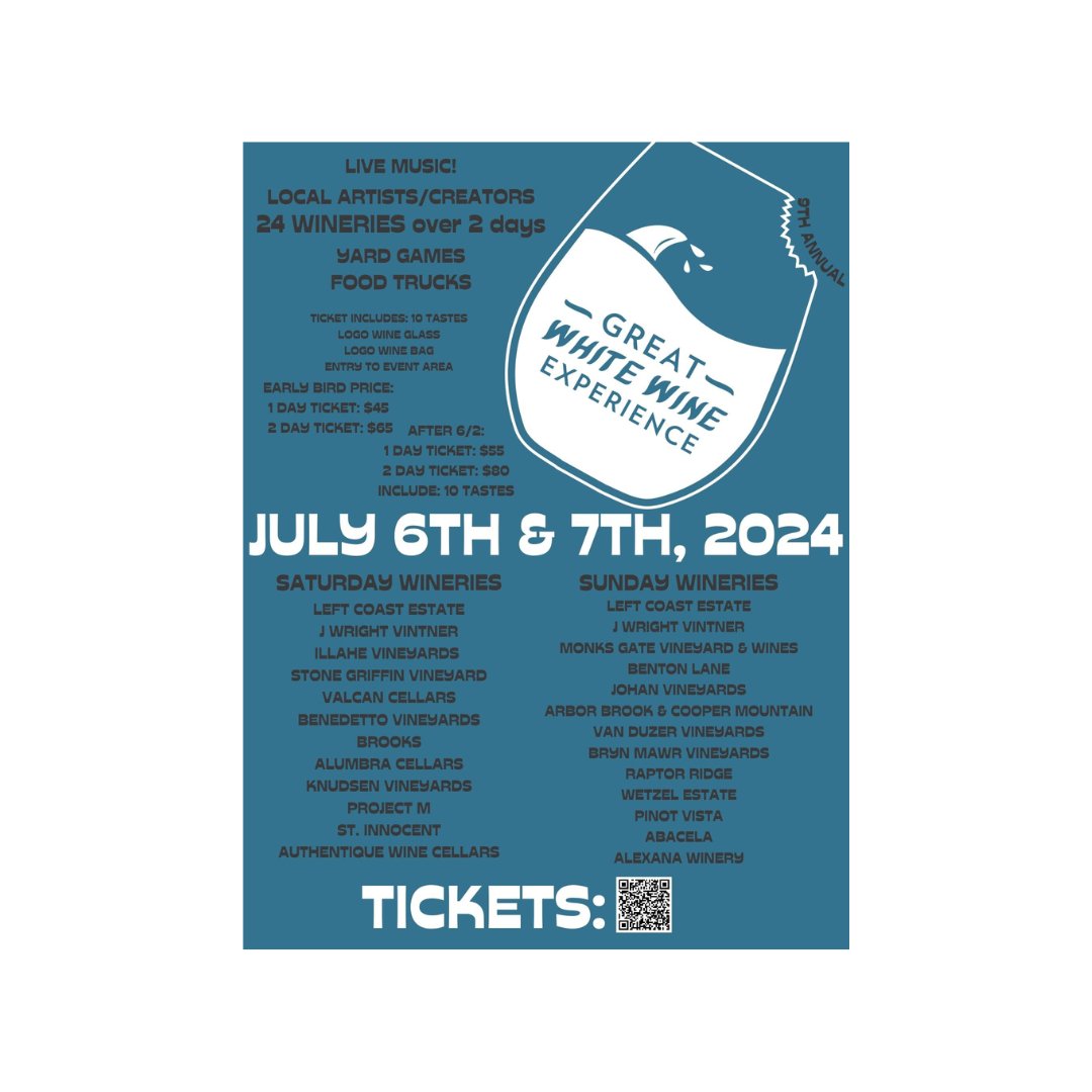 On July 6th PROJECT M will be pouring at The Great Wine Wines Experience hosted by Left Coast Cellars. 
If you are in the Willamette Valley on the holiday weekend you owe yourself a sip of some of the Valley's finest white wines.
