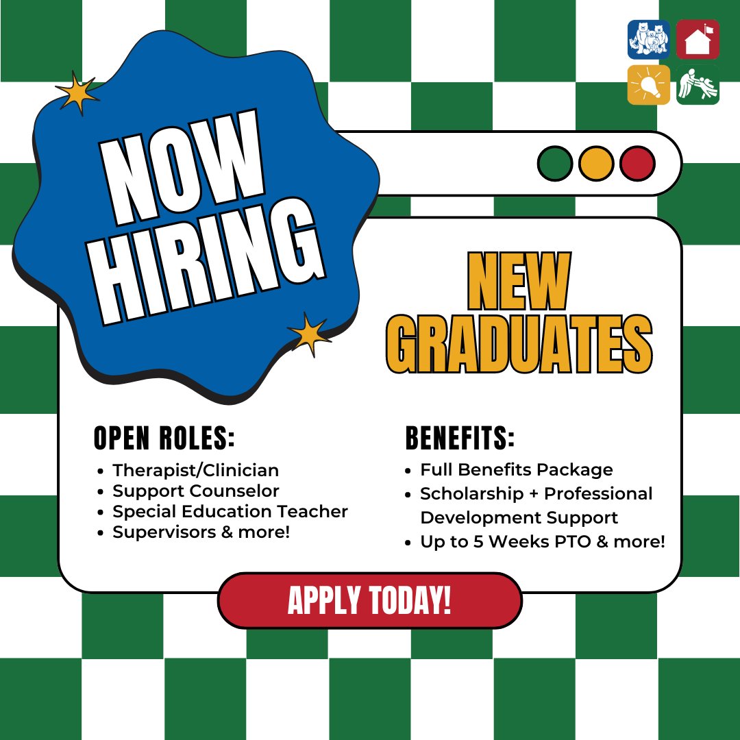 SenecaFOA's tweet image. 🎓 Attention #NewGrads, We’re Hiring! 🌟

Whether you're interested in becoming a Therapist, Counselor, or Teacher, we have the perfect role where you can grow professionally &amp;amp; help support your community. 💼👪🏼

#ApplyNow &amp;amp; start making a difference! Link in bio. 

#SenecaFOA