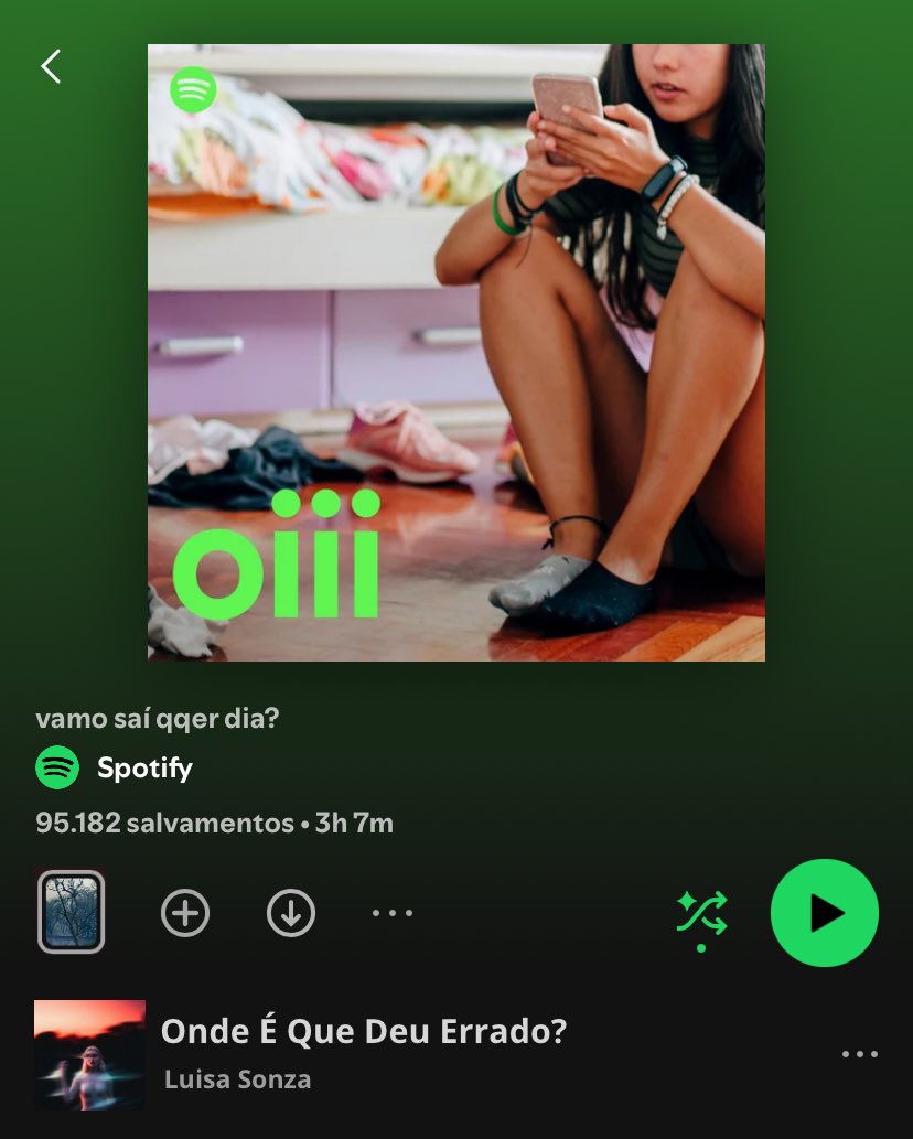 🚨 “Onde É Que Deu Errado?” foi adicionada em #1 na Playlist “oiii” do spotify, a playlist tem 92mil seguidores.